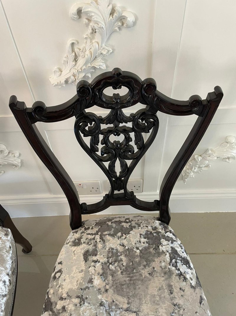 Antique Pair of Quality Victorian Ebonised Side Chairs - Image 11